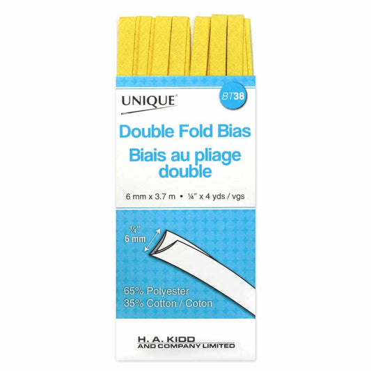 UNIQUE Double Fold Bias Tape – 7 mm x 3.7 m – Canary