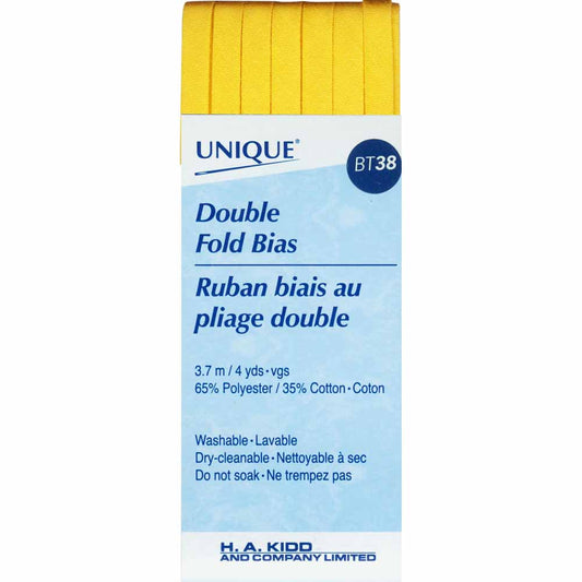 UNIQUE Double Fold Bias Tape – 7 mm x 3.7 m – Gold