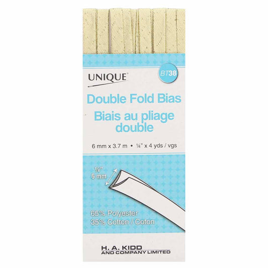 UNIQUE Double Fold Bias Tape 7mm x 3.7m – Metallic Gold