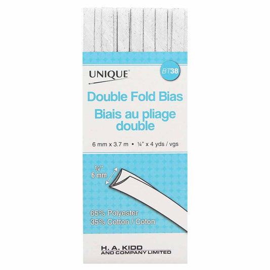 UNIQUE Double Fold Bias Tape 7mm x 3.7m – Metallic Silver