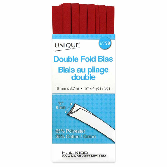 UNIQUE Double Fold Bias Tape – 7 mm x 3.7 m – Scarlet