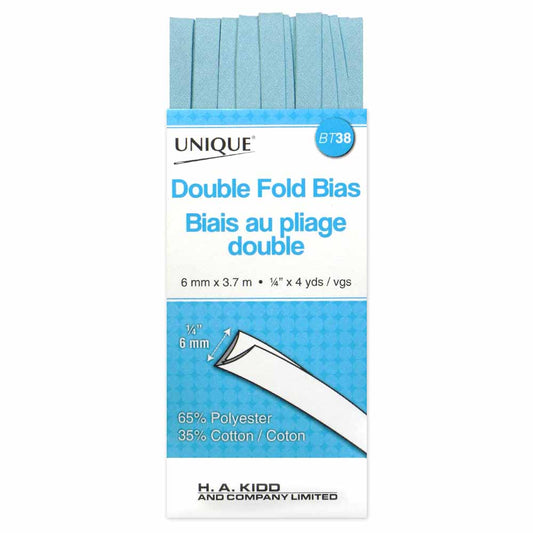 UNIQUE Double Fold Bias Tape – 7 mm x 3.7 m – Light Blue
