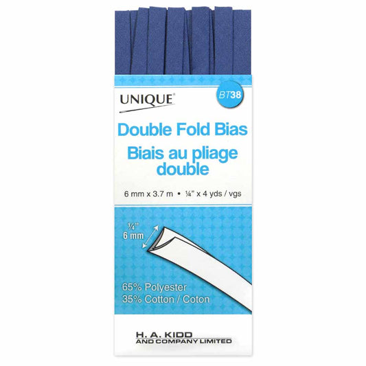 UNIQUE Double Fold Bias Tape – 7 mm x 3.7 m (1/4 in x 4.0 yd) – Stone Blue