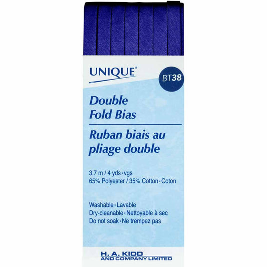 UNIQUE Double Fold Bias Tape – 7 mm x 3.7 m (1/4 in x 4.0 yd) – Navy Blue
