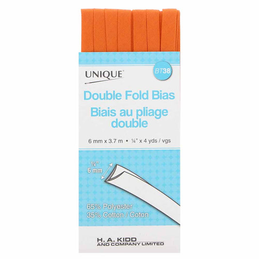 UNIQUE Double Fold Bias Tape 7mm x 3.7m - Orange