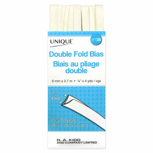 UNIQUE Double Fold Bias Tape – 7 mm x 3.7 m – Ivory