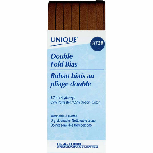 UNIQUE Double Fold Bias Tape – 7 mm x 3.7 m (1/4 in x 4.0 yd) – Brown