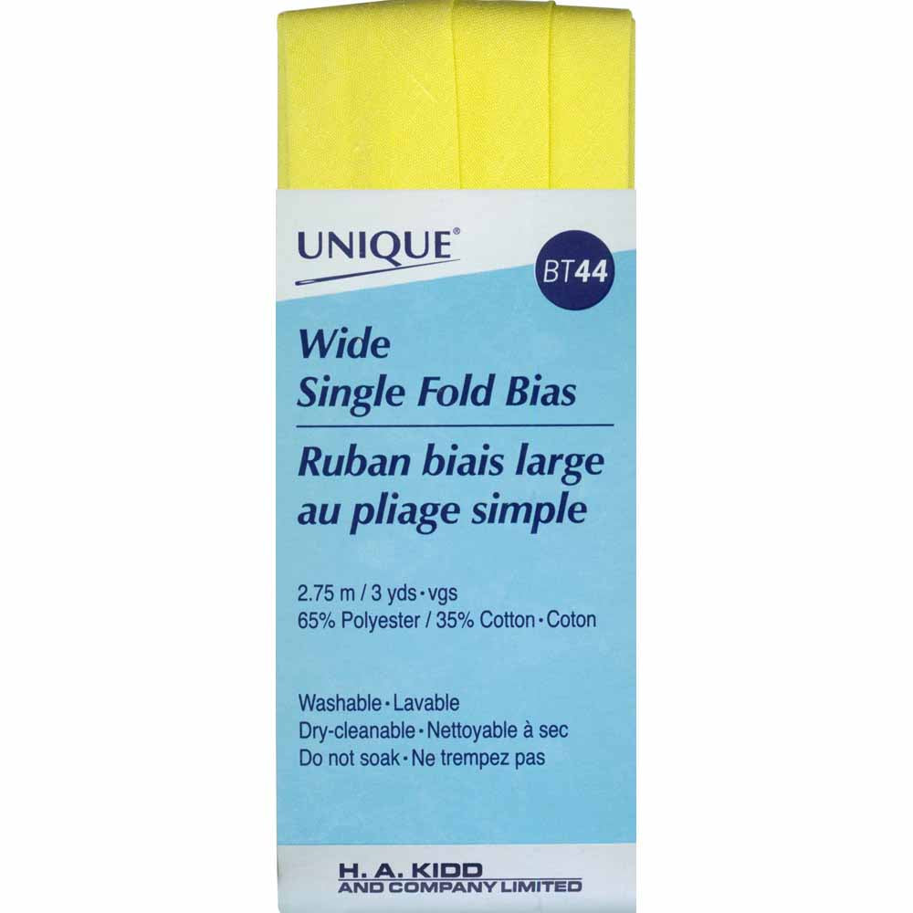 UNIQUE Wide Single Fold Bias Tape - 25 mm x 2.75 m (1" x 3 yd) - Lemon Ice