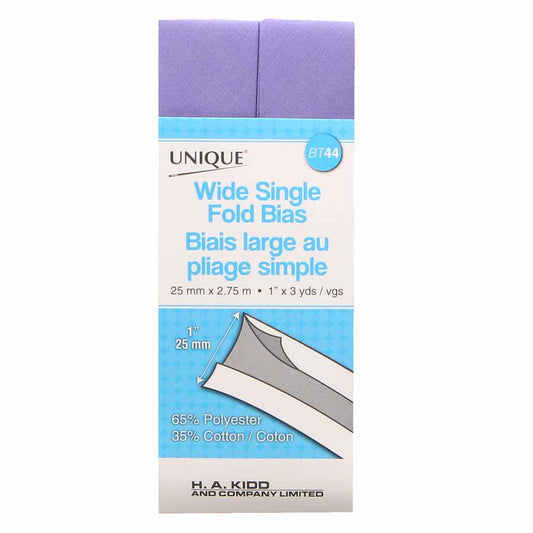 UNIQUE Wide Single Fold Bias Tape – 25mm x 2.75m – Lavender