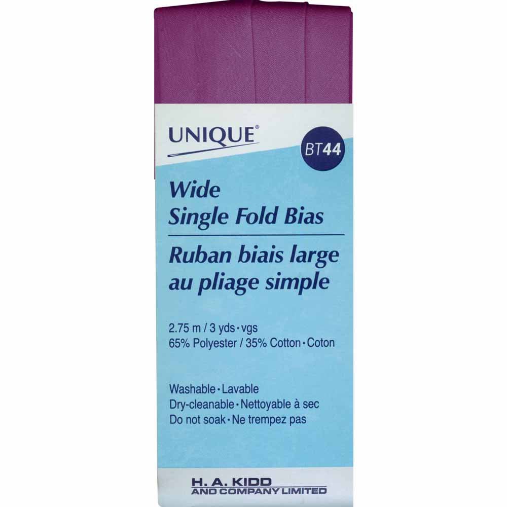 UNIQUE Wide Single Fold Bias Tape – 25mm x 2.75m – Purple