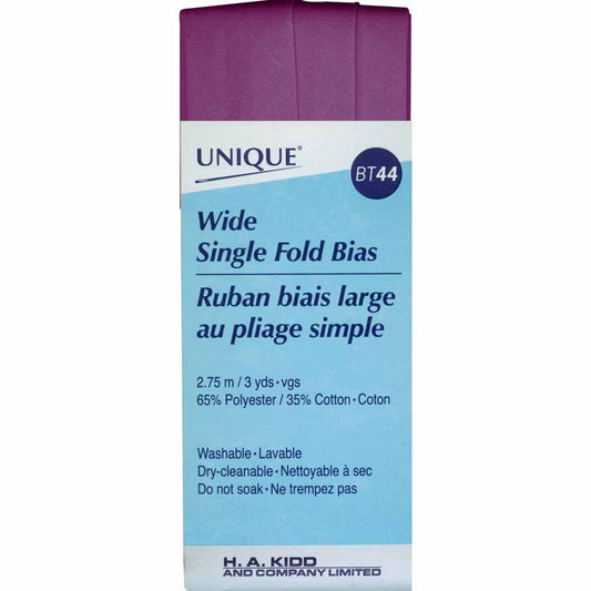 UNIQUE Wide Single Fold Bias Tape – 25mm x 2.75m – Purple