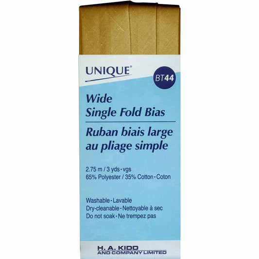UNIQUE Wide Single Fold Bias Tape – 25mm x 2.75m – Taupe