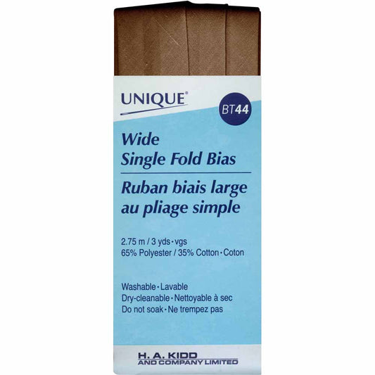 UNIQUE Wide Single Fold Bias Tape – 25mm x 2.75m – Mocha