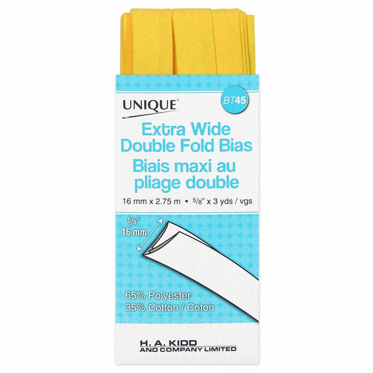 UNIQUE Extra Wide Double Fold Bias Tape – 15mm x 2.75m – Canary