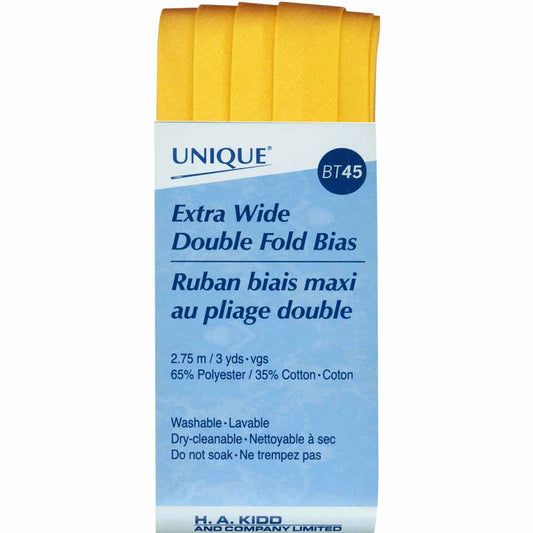 UNIQUE Extra Wide Double Fold Bias Tape – 15mm x 2.75m – Gold