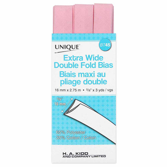UNIQUE Extra‑Wide Double Fold Bias Tape 15 mm x 2.75 m – Light Pink