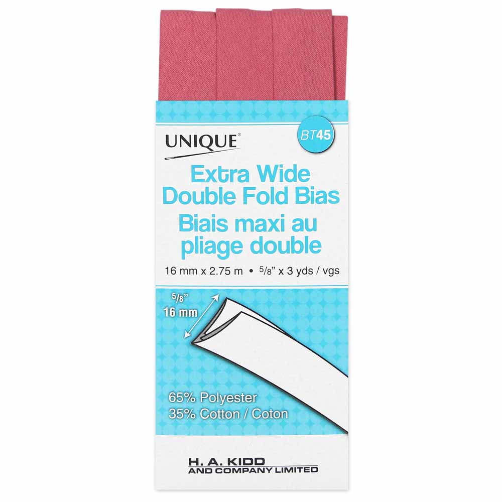 UNIQUE Extra Wide Double Fold Bias Tape – 15mm x 2.75m – Rose
