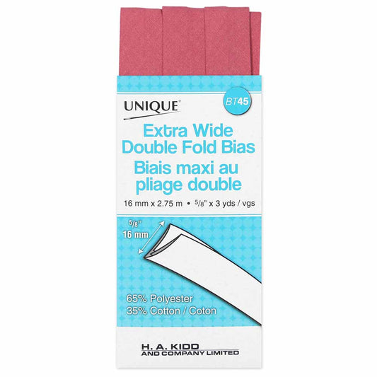 UNIQUE Extra Wide Double Fold Bias Tape – 15mm x 2.75m – Rose