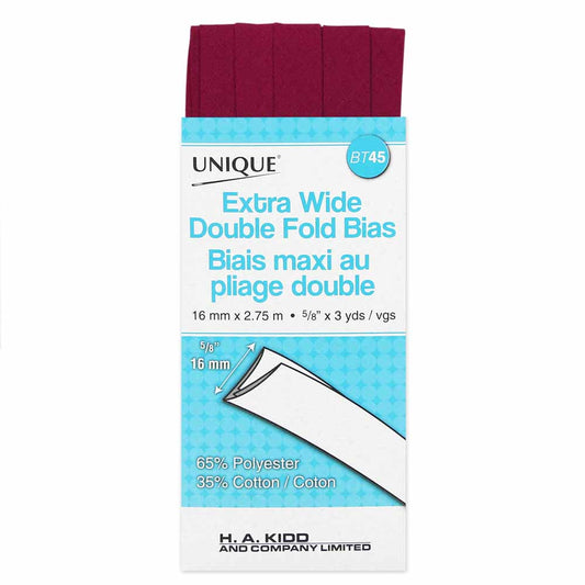 UNIQUE Extra Wide Double Fold Bias Tape – 15mm x 2.75m – Fuchsia