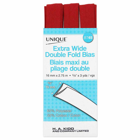 UNIQUE Extra‑Wide Double Fold Bias Tape 15 mm x 2.75 m – Scarlet
