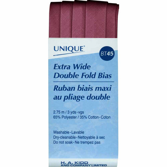 UNIQUE Extra‑Wide Double Fold Bias Tape 15 mm x 2.75 m – Wine