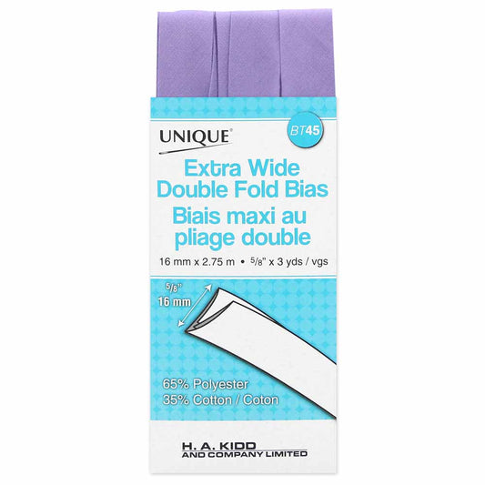 UNIQUE Extra Wide Double Fold Bias Tape - 15 mm × 2.75 m (5/8" × 3 yd) - Lavender