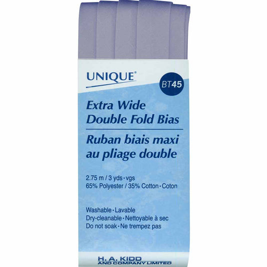 UNIQUE Extra Wide Double Fold Bias Tape - 15 mm × 2.75 m (5/8" × 3 yd) - Stone Blue