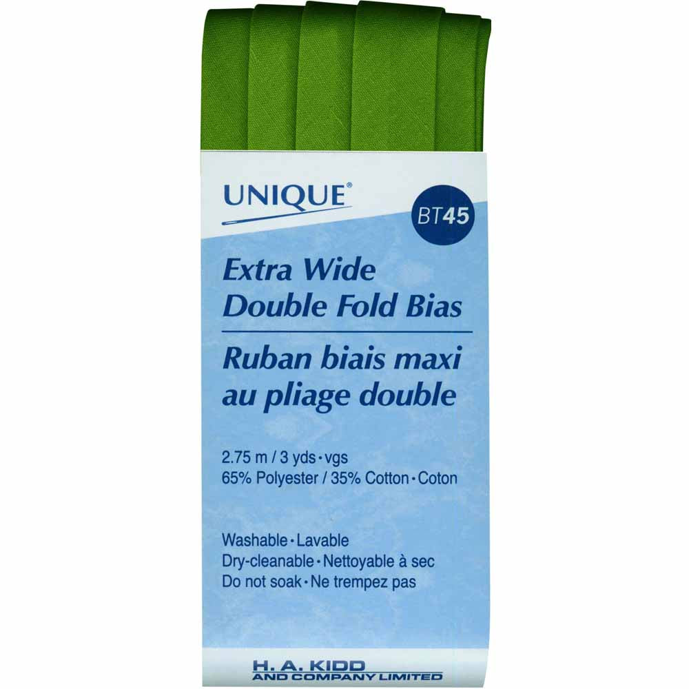 UNIQUE Extra Wide Double Fold Bias Tape - 15 mm × 2.75 m (5/8" × 3 yd) - Kelly Green