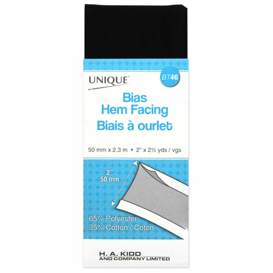 UNIQUE Hem Facing - 50 mm × 2.3 m (2" × 2½ yd) - Black