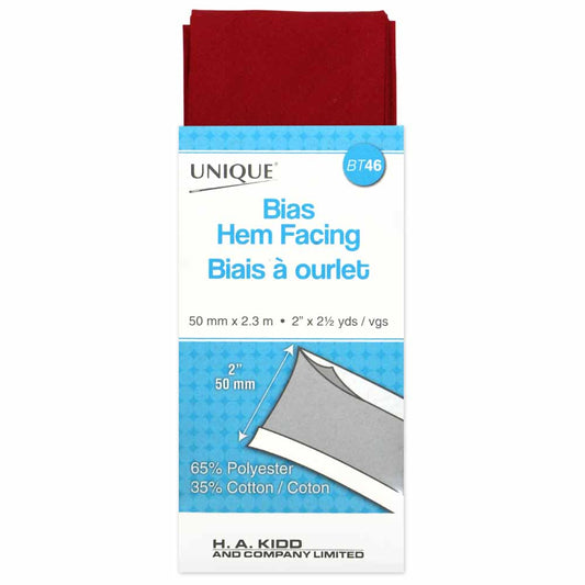 UNIQUE Hem Facing - 50 mm × 2.3 m (2" × 2½ yd) - Scarlet