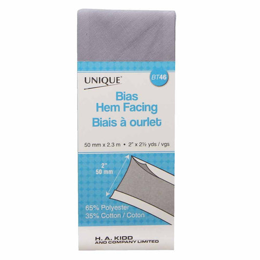 UNIQUE Hem Facing – 50 mm x 2.3 m (2" x 2.5 yd) – Silver