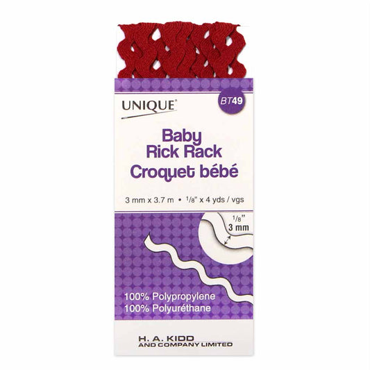 UNIQUE Baby Rick Rack 3 mm x 3.7 m – Scarlet
