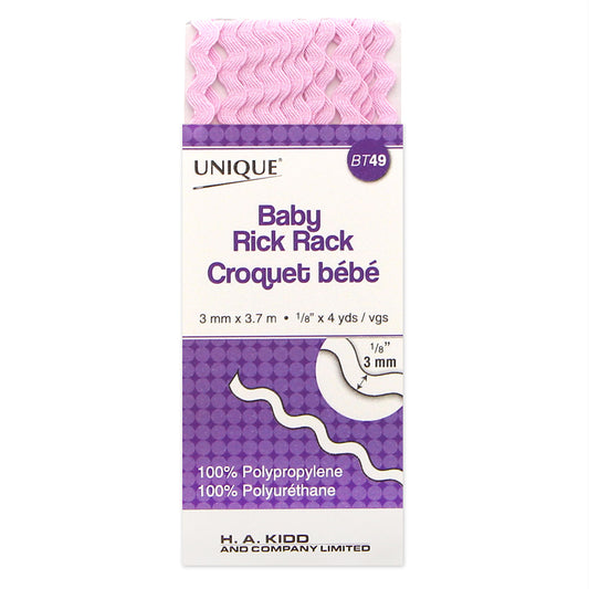 UNIQUE Baby Rick Rack 3mm x 3.7m – Baby Pink