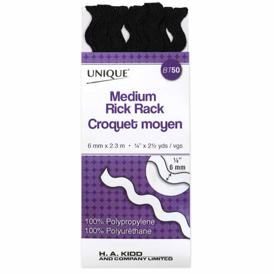 UNIQUE Medium Rick Rack 6 mm x 2.3 m – Black