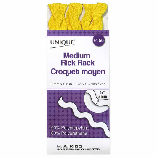 UNIQUE Medium Rick Rack 6 mm x 2.3 m – Canary