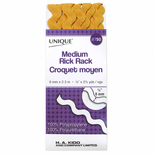 UNIQUE Medium Rick Rack 6 mm x 2.3 m – Gold/Yellow