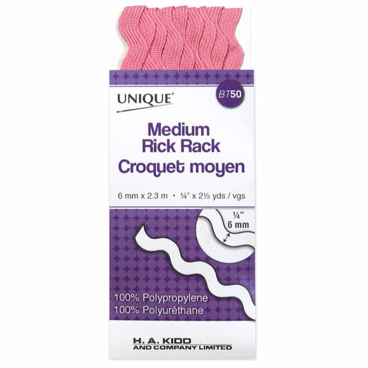 UNIQUE Medium Rick Rack 6 mm x 2.3 m – Candy Pink