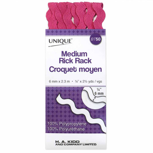 UNIQUE Medium Rick Rack 6 mm x 2.3 m – Hot Pink