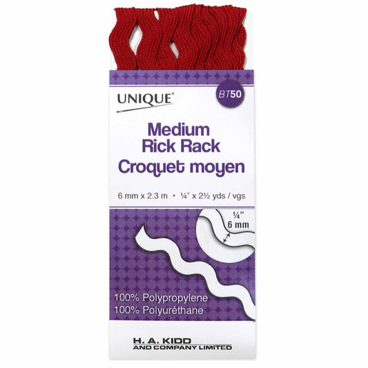 UNIQUE Medium Rick Rack 6 mm x 2.3 m – Scarlet