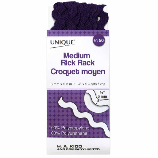 UNIQUE Medium Rick Rack 6 mm x 2.3 m – Purple