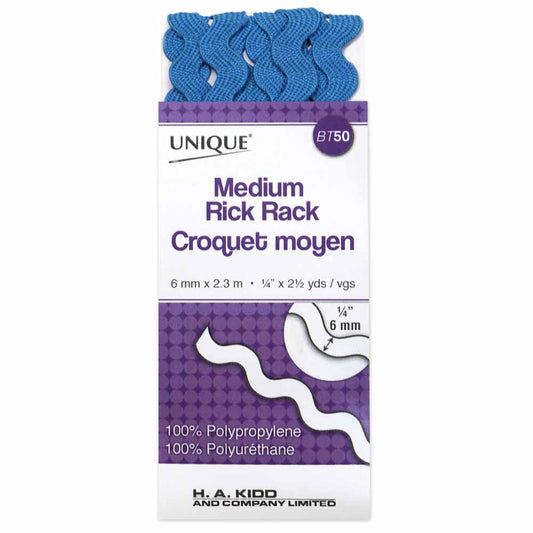 UNIQUE Medium Rick Rack 6 mm x 2.3 m – Teal
