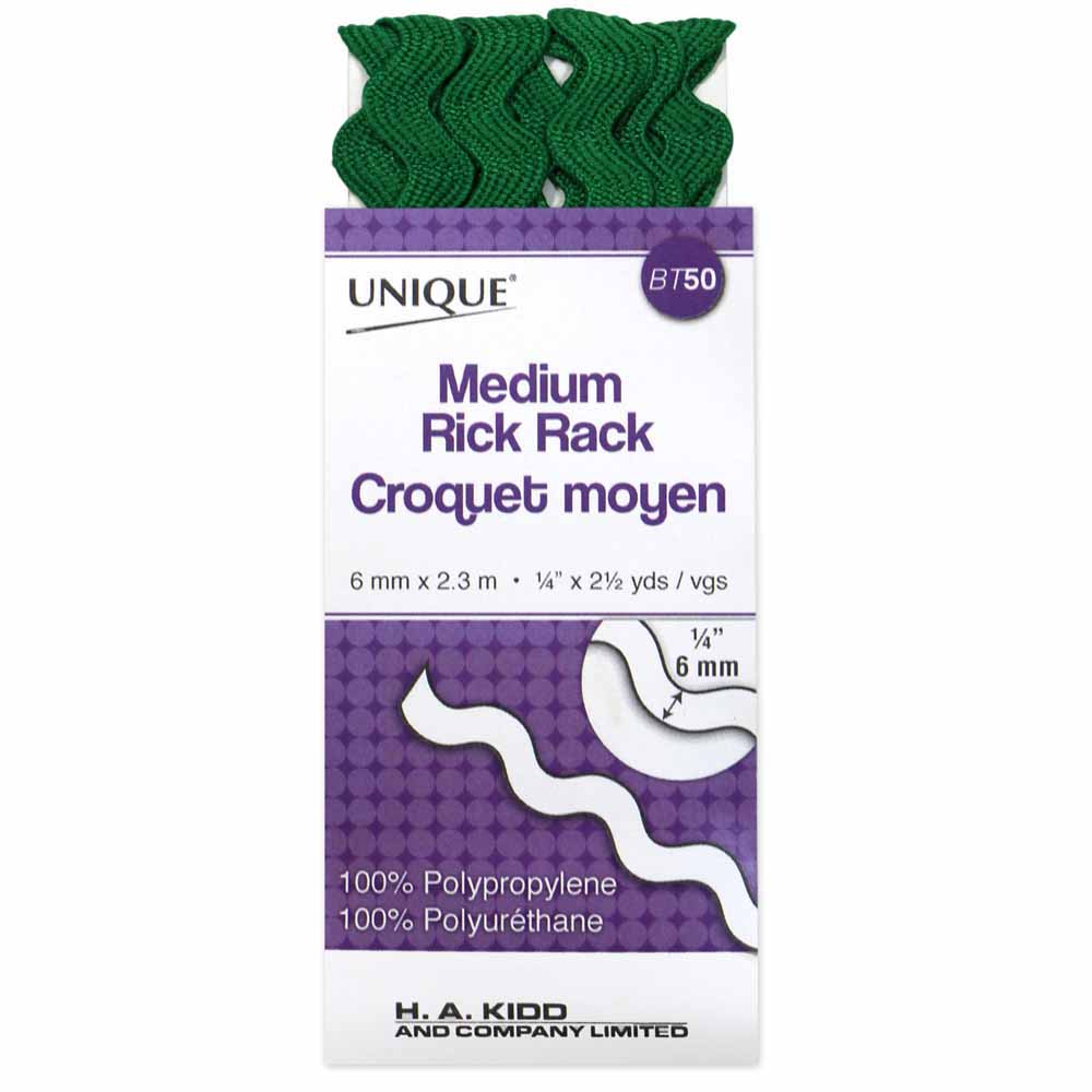 UNIQUE Medium Rick Rack 6 mm x 2.3 m – Emerald Green – Craftables