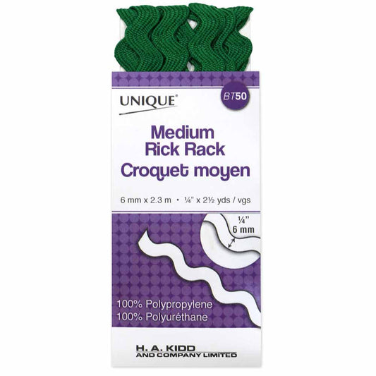 UNIQUE Medium Rick Rack 6 mm x 2.3 m – Emerald Green