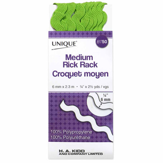 UNIQUE Medium Rick Rack 6 mm x 2.3 m – Leaf Green