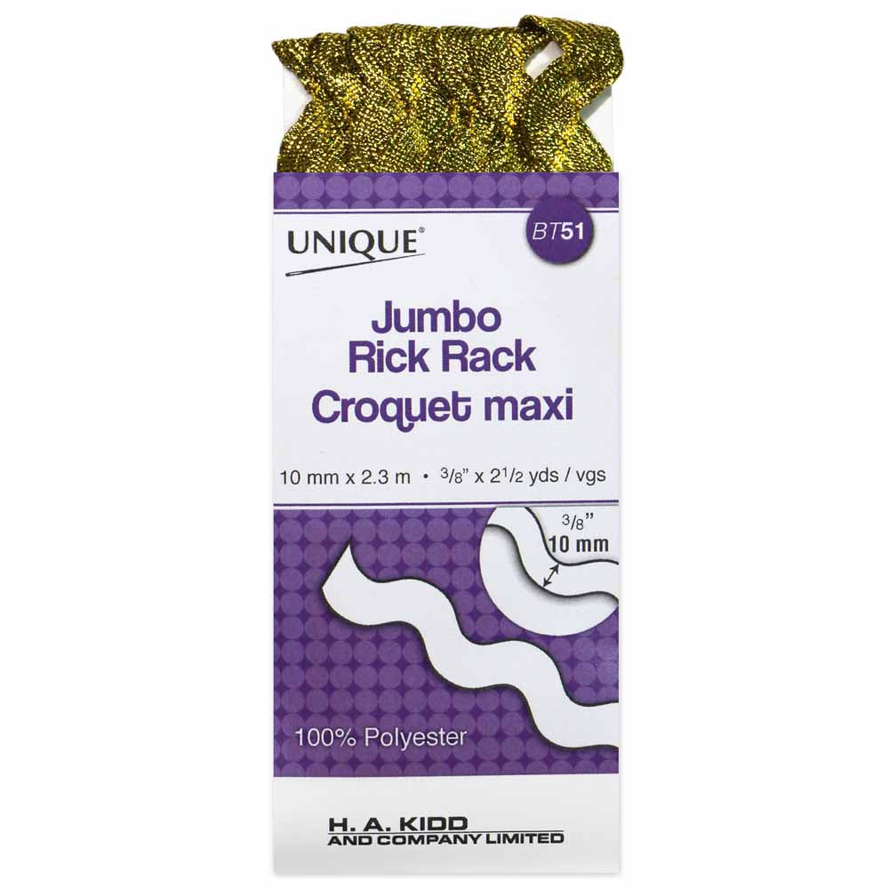UNIQUE Jumbo Rick Rack 10 mm x 2.3 m – Metallic Gold