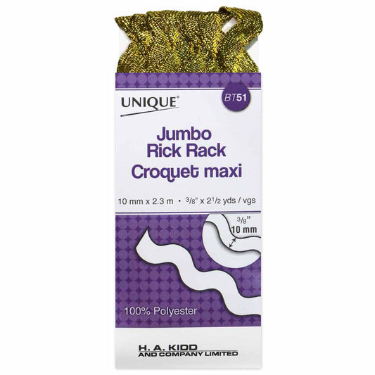 UNIQUE Jumbo Rick Rack 10 mm x 2.3 m – Metallic Gold