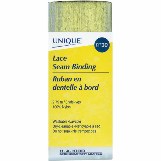 UNIQUE Lace Seam Binding – 18 mm x 2.75 m – Lemon Ice