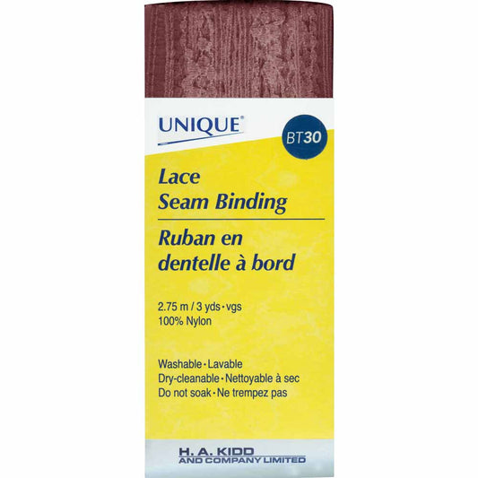 UNIQUE Lace Seam Binding – 18 mm x 2.75 m – Wine