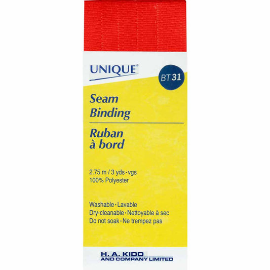 UNIQUE Seam Binding – 14 mm x 2.75 m – Scarlet
