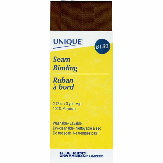 UNIQUE Seam Binding – 14 mm x 2.75 m – Brown